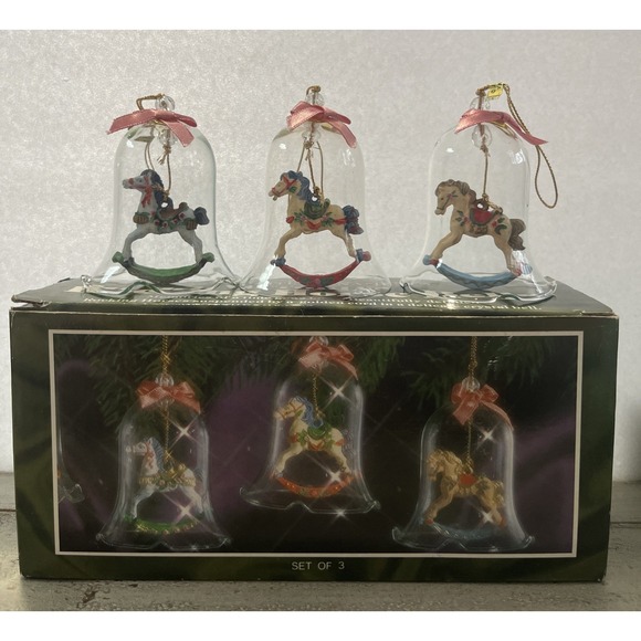 Exquisite Ornaments‎ Set Of 3 Vintage Victorian Rocking Horse Bells - Picture 1 of 16
